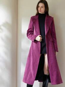 Aveloria Modichic Fashionable Design Elegant Versatile Korean Style Elegant Purple Cinched Waist Long Sleeve Coat - Purple - View 5