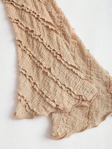 Sweetra Women's New Textured Fabric Asymmetric Hem Long Sleeve Blouse With Metal Decor, Suitable For Commuting And Outings, Spring/Summer/Autumn - Khaki - View 7