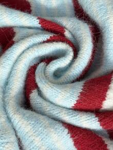 Resyla Plus Size Casual Colorblock Button-Up Crew Neck Cardigan, Autumn/Winter - Beige - View 5