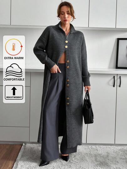 EURMUSE Women Sweater Cardigan Grey With Button Long And Special Yarn Long Cardigan For Women Long Coat Long Jacket For Women Long Coats For Women Button Down Cardigan Sweater,Cardigans,Petite,Tall