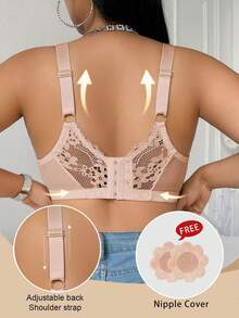Divavoom Plus Size Lace Patchwork Sheer Bra - Dusty Pink - View 2