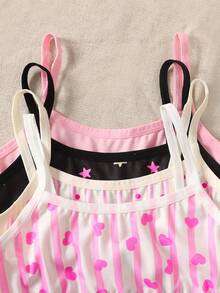 SHEIN 4pcs/Set Tween Girls' Colorful Heart, Polka Dot, Striped Pattern Underwear Set - Multicolor - View 4