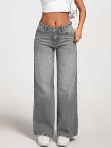 EURMUSE PETITE LOW WAIST STRAIGHT LEG JEANS - Grey - View 6