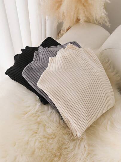 CosyJoli 3 件大码女式高领长袖针织毛衣套装，休闲通勤套头衫，黑色、灰色、杏色，适合秋冬