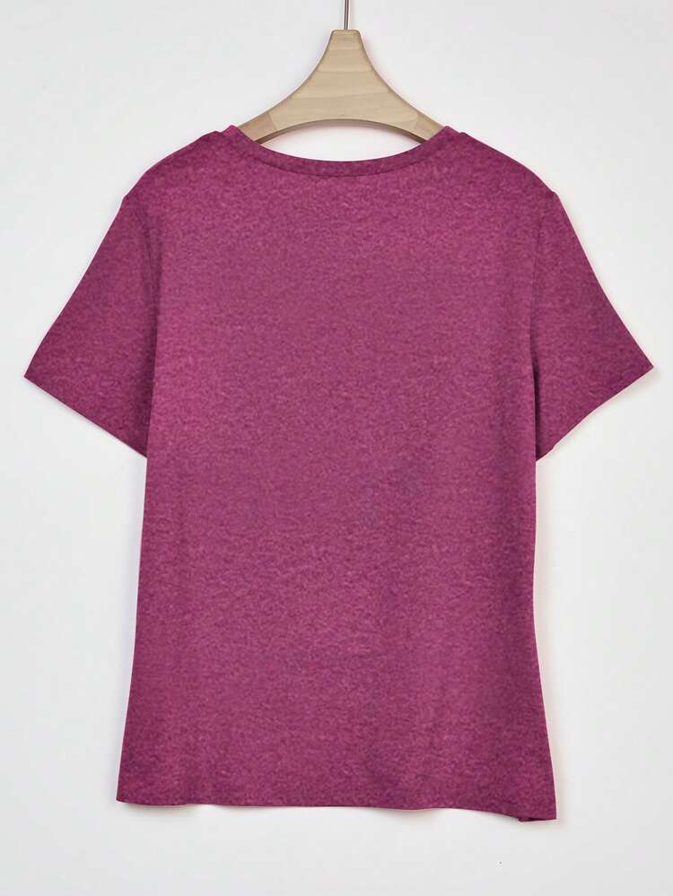 Women's Slogan Print Round Neck T-Shirt Graphic Tees Women Tops