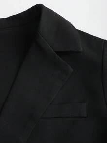 Sweetra 2 件套：优雅修身西装外套和露肩连衣裙，适合通勤、秋冬 - 黑色 - 查看 5