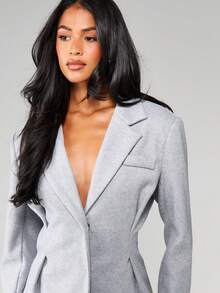MISSGUIDED Double Breasted Lapel Collar Blazer For Professional Business Office Wear - Grey - View 6