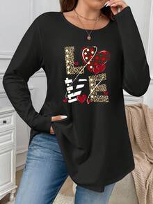 Firerie Áo thun cổ tròn in hình trái tim đơn giản, tối giản, cỡ lớn, thích hợp cho Lễ Tạ ơn, Ngày lễ tình nhân, Tiệc tùng, Mùa thu/đông - Nhiều màu - Xem 6