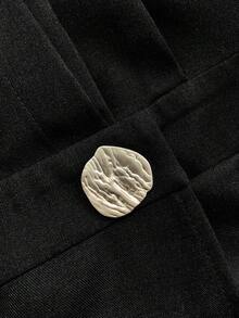 Franclia 海军蓝色长袖中长连衣裙，时尚法式束腰，适合秋季女性 - 黑色 - 查看 4