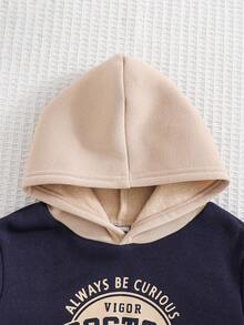 Cozy Pixies 男婴字母图案撞色卫衣，秋冬季女童服装 - 藏蓝色 - 查看 4