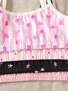 SHEIN 4pcs/Set Tween Girls' Colorful Heart, Polka Dot, Striped Pattern Underwear Set - Multicolor - View 5