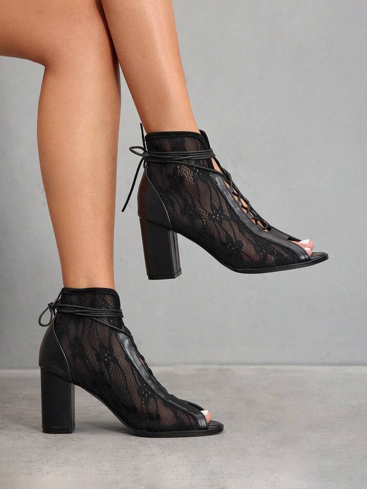 CUCCOO SZL Fashionable Sexy Women's High Heel Sandals With Mesh Design, Breathable, Slim Straps, Comfortable For Party And Banquet For Christmas Spring Shoes