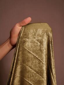 Veslaya 春夏秋季新款优雅派对、约会、毕业季、生日派对、连衣裙、聚会、婚礼季、宴会、性感、宽松无袖单肩、单侧高开衩、亮面面料、全身褶裥、大码长裙 - A - 金色 - 查看 8