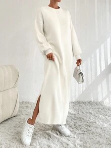 EURMUSE Drop Shoulder Sweater Dress