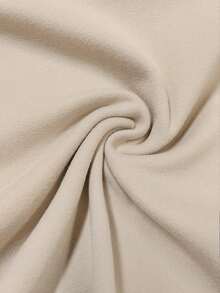 GlowEve 女士优雅圆领纯色金属纽扣装饰肩部设计百搭长袖T恤，适合秋冬 - 卡其色 - 查看 3