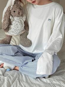 DAZY 2pcs/Set Teen Girl Casual Long Sleeve Top And Pants Loungewear Set, Fall