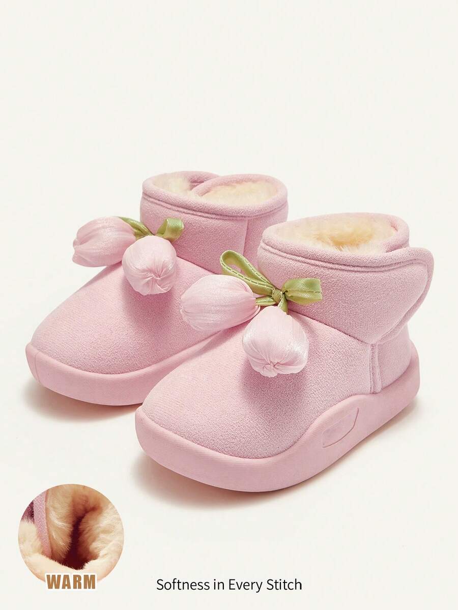 Cozy Pixies Autumn/Winter All-Match Casual Fashion Versatile Plush Thickened Warm Cute Soft Baby Snow Boots, Ankle Boots, Slippers