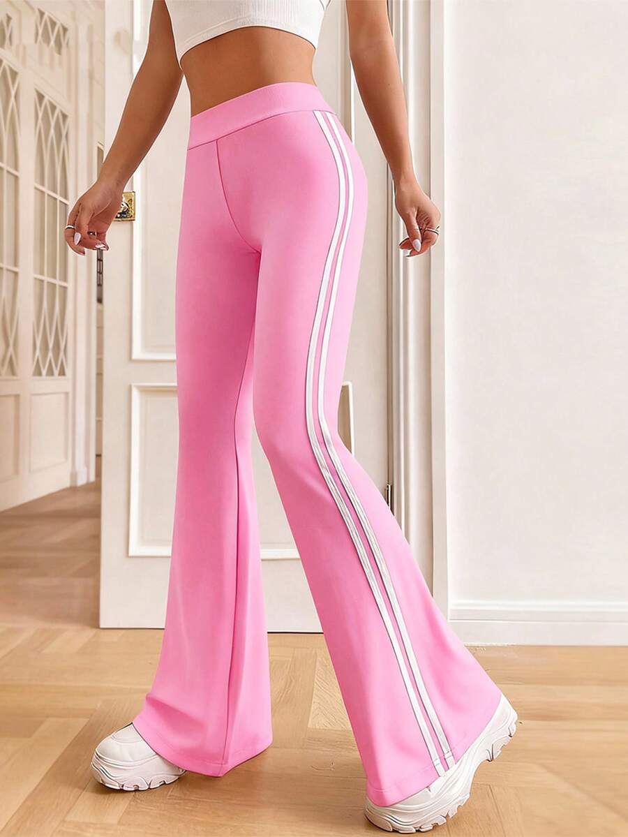Tween Girls American Collegiate Style Casual Striped Green Pants - Pink - View 1