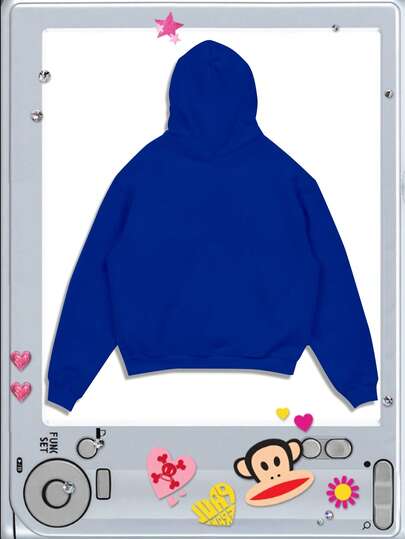 Paul Frank X ROMWE Men's Casual Monkey Print Loose Fit Hoodie Sweatshirt, Autumn