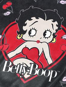 Betty Boop x SHEIN Khăn vuông nữ màu đen trơn mềm mại bằng satin, in hình quả anh đào, thích hợp làm quà tặng, du lịch ngoài trời hoặc chụp ảnh. - Nhiều màu - Xem 5