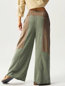 Bohemela 女式休闲针织拼接宽松阔腿裤 - 彩色 - 查看 7