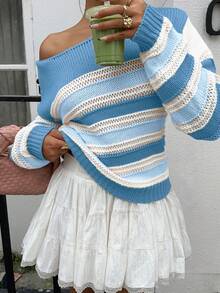 SHEIN Unity Áo len chui đầu vai bất đối xứng gợi cảm dành cho nữ - Nhiều màu - Xem 5