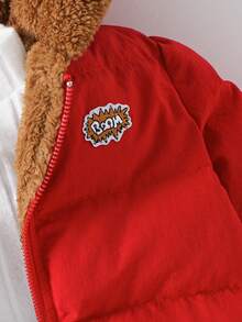 Cozy Pixies Áo khoác lót lông nhân tạo dệt thường ngày cho bé gái sơ sinh/trẻ mới biết đi - Đỏ - Xem 3