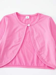 Elladie kids Kleine Mädchen Einfarbige Lange Ärmel Einreihige Lässig Jacke