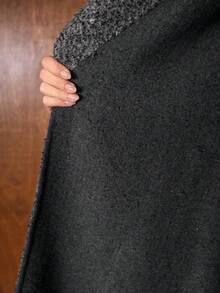 MOTF PREMIUM 羊毛瀑布领大衣，秋冬 - 黑色 - 查看 9