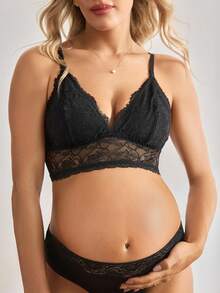 Moonlight&Mama Black Wireless Lace Maternity & Nursing Bra - Black - View 4