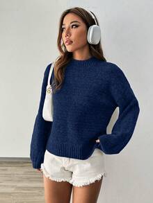 Pariaura Damen Loose Fit Rollkragen Allround Langarm Pullover, vielseitig & lässig - marineblau - Übersicht 8