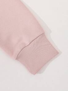 SHEIN Explorewe 女童两件套休闲装，粉色连帽运动衫，印有“LOS ANGELES U.S.A”和“77”图案，搭配带有“77”装饰的喇叭裤，复古风格女童运动服套装，适合日常穿着和学校活动，秋冬季 - 粉色 - 查看 7