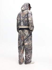 SUMWON Men Camouflage Full Zip Hoodie And Jogger Pants Co Ord Set With Drawstring Hood Elastic Waist Casual Streetwear,Men's Camouflage Print Hooded Tracksuit | Stylish Casual Style | Lightweight And Comfortable, Perfect For Outdoor Activities And Daily Wear - Khaki - View 2