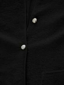 Flirla Plus Size Women Plain Color Long Sleeve Single Breasted Casual Loose Jacket For Autumn, For Winter Fall Cloth For Women - Black - View 7