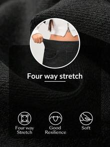 Flexra Quần jean ống đứng cạp cao giặt thường ngày cỡ lớn cho nữ - Màu xám đen - Xem 7