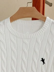 Manfinity Unisex 男士针织休闲宽松长袖毛衣，时尚日常穿着，适合年轻人，麻花针织，秋冬季节，情侣装