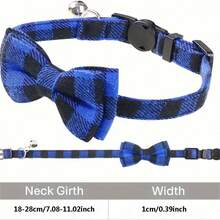 1 件时尚格子蝴蝶结猫项圈 - 可调节且舒适贴合，为您的猫咪打造时尚配饰 - 彩色 - 查看 2