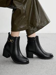CUCCOO BIZCHIC 经典时尚百搭粗高跟踝靴 - 黑色 - 查看 3