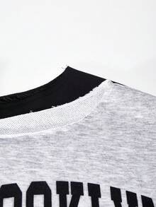 2pcs/Set Oversized Elegant Cold Shoulder Long Sleeve Sweatshirt For Tween Girls, One Shoulder With White Strap, Ribbed Cuffs, Fashionable Casual Minimalist Style, Suitable For Travel, School, Outings - Multicolor - View 5