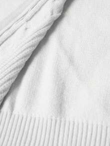 SHEIN Little Byeori 兒童小男孩休閒扭花前開拉鍊針織秋季開襟衫 - 白色 - 查看 8