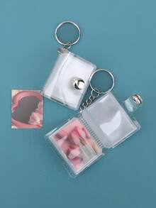 16 - Page 1 - Inch Shiny White Mini Photo Album Keychain, A Simple And Delicate Insert - Type Document Storage Album For Students, Which Can Be Put Into Bags. - Clear - View 2