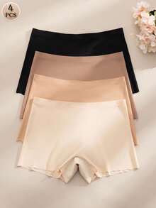 SHEIN 4pcs/Set Women's Seamless Solid Color Briefs - Multicolor - View 3