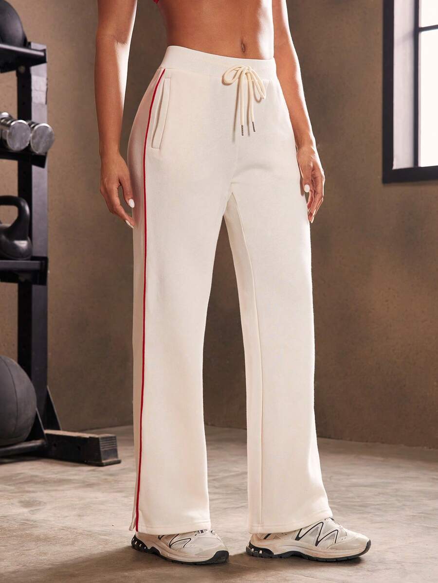 Powerista 女式抽绳腰口袋阔腿宽松休闲裤 - 卡其色 - 查看 1