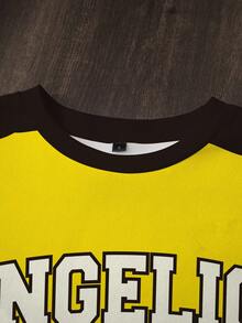 Nick 90s | SHEIN Sudadera casual de mujer con cuello redondo, estampado de dibujos animados y bloques de color, otoño