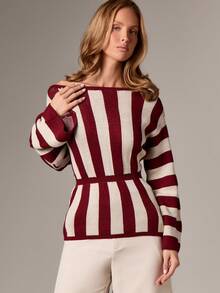 AiiRZ Suéter de tricô com ombros à mostra e detalhe de cinto para looks casuais de outono e inverno