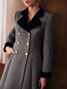 MOTF PREMIUM FALL WINTER WOOL CONTRAST COLLAR OVERCOAT - Grey - View 3