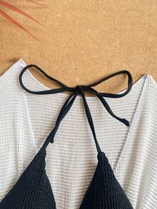 SHEIN Swim 吊脖三角形側繫帶比基尼泳裝