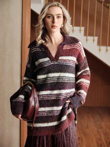 Uhlyne Autumn/Winter Wool Blend Halloween, Christmas Ombre Women Sweater, Minimalist Design Crew Neck Long Sleeve, Elegant Casual High-End, Suitable For Daily Commute And Holiday Wear - Multicolor - View 5