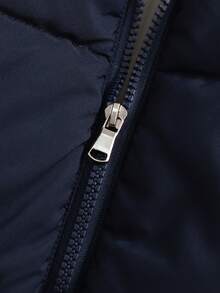 SHEIN Girls' Casual Cute Bow Accent White Striped Loose Fit Sweatshirt, Suitable For Daily Wear In Winter - Navy Blue - View 4