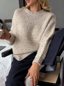 DAZY Oversized Colorful Sequin Painting Effect Sweater For Women - Apricot - View 7